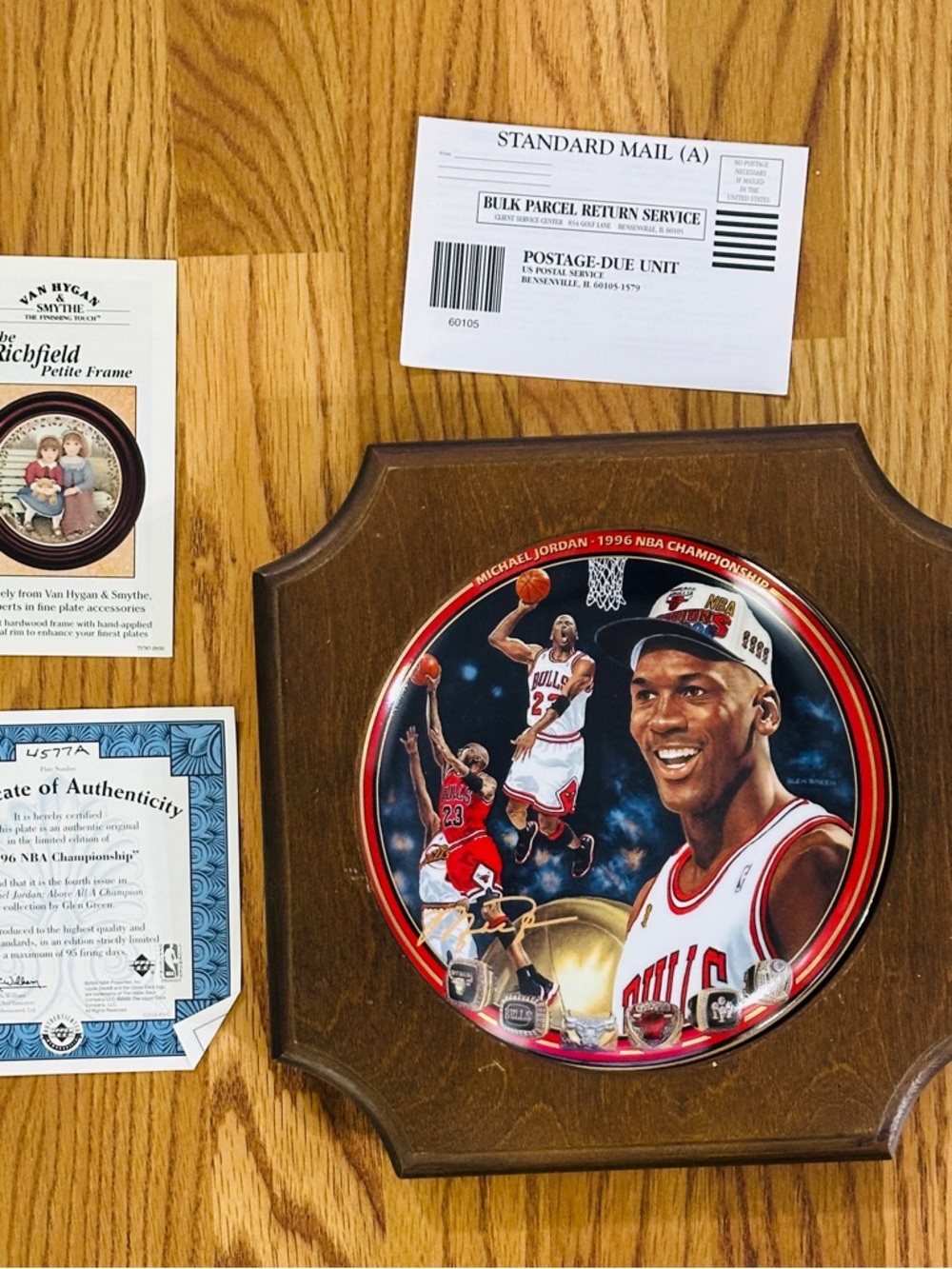 Upper Deck Michael Jordan 1996 NBA Championship Plate WITH COA
